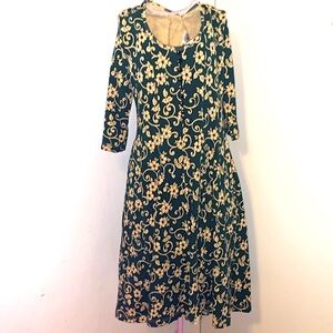 Effie's Heart Dark Green/ Cream The Akila Versailes Dress Medium (8-10)